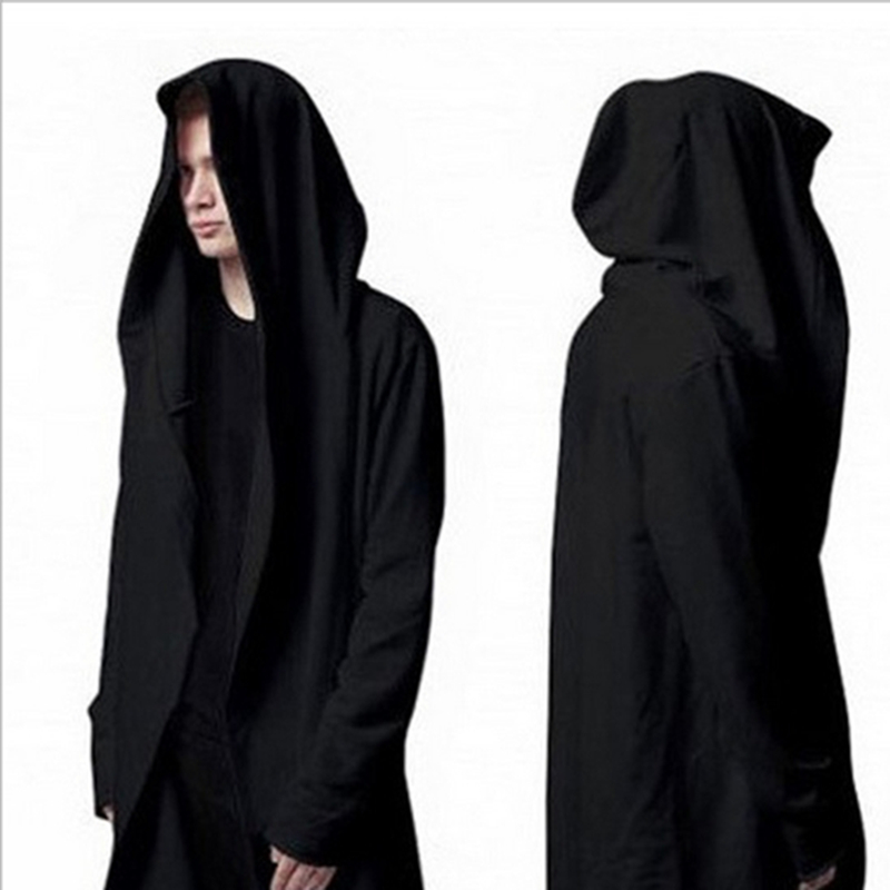 2014 hoodies Hip Hop Plain Black Cardigan Hoodie Sweatshirt Mens/ Hooded Cloak /Sudaderas Hombre Jacket Cotton Oversized