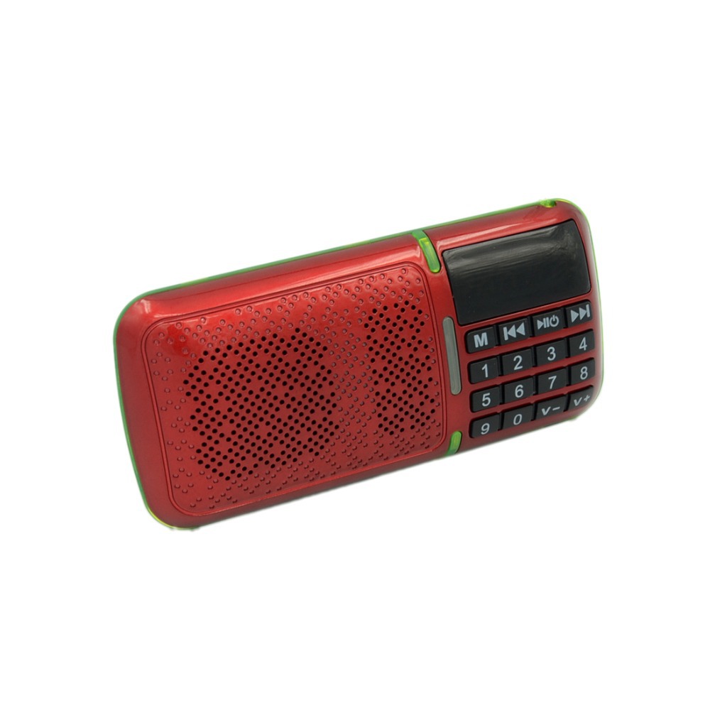 Mini Portable LCD Digital AM FM Radio Speaker Player USB SD TF Slot Music Red