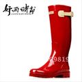 Fresh Red Cool Women's Fashion Knee High Rain Boots Motorcycle