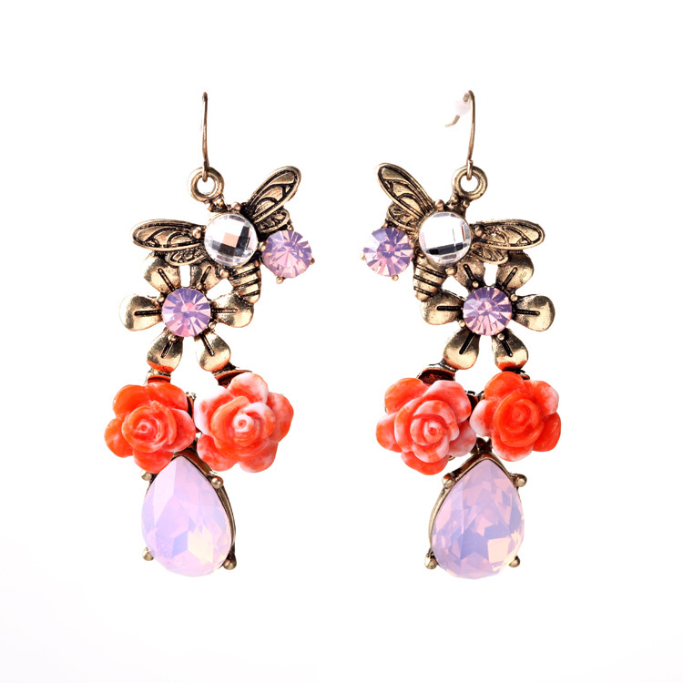 Buy Decorative Accessory Earrings Flower Royally Facets Long For Women Gold