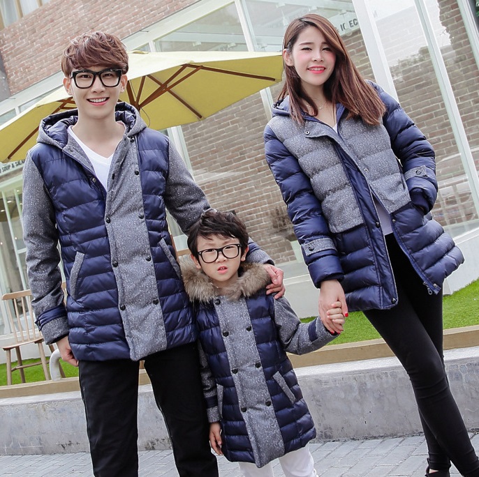 Fashion Down Family Clothes Children Cotton Padded Coat Parkas Warm Outwear Cotton-Padded Jacket Parkas Winter Clothes KR06