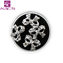 2016 4pcs/pot 3d Cute Metal Alloy Nail Art Studs Butterfly Knot shining bling Rhinestone Jewelry Nail Art Decoration Supplies