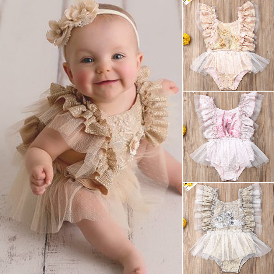 US Summer Infant Baby Girl Lace Sling Top Romper Bodysuit Sunsuit Outfit Clothes 