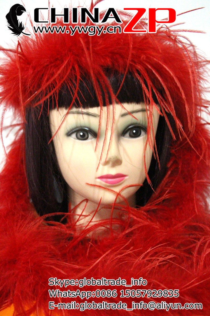 red ostrich feathers boa (2)