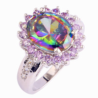 Mysterious Rainbow Topaz 925 Silver Ring Size 6 7 8 9 10 New Fashion Design Jewelry Wholesale Free Shipping For Unisex Jewelry