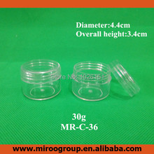 Free Shipping 50PCS Beauty 1oz/ 30ml/ 30g PS transparent clear empty cosmetic cream jar with lids for cosmetic packaging