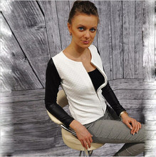 Hot New womens jackets spring and autumn 2016 Long Sleeve Jacket O Neck zipper short jackets Coat Women Plus size Outerwear Y809