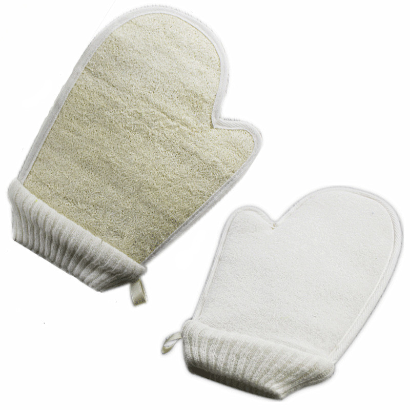 1 Pair Loofah Sponge Glove For Shower Exfoliating Cleaning Body Massage Bath