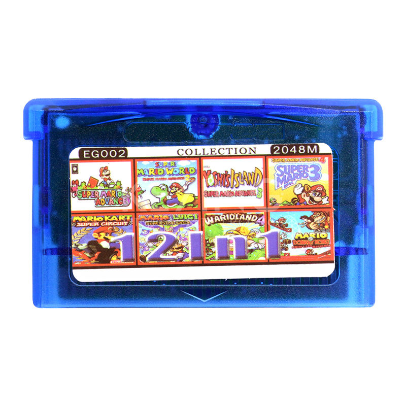 EG002 12 in 1 Game Compilations Collection Game Cartridge Console Card English Version for GB Advance Handheld Game Player