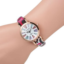 New GENEVA Vintage flores de colores relojes Casual ladies Watch reloj de cuarzo de cuero mujeres relojes de vestir relojes mujer 2015