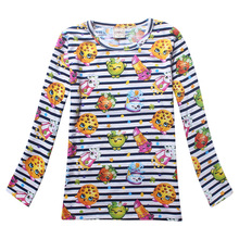 Cleanstock Promotions!! 2016 Girl Clothing Summer Printed Girls Striped T-Shirts Character For 4-9 Years Old Kids