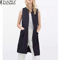 Spring Autumn Women Long Vest Jacket 2016 Fashion Open Stitch Slim Waistcoat Casual Thin Outwear Sleeveless