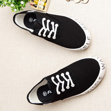 2015 New Style Casual Black Letter Printed Low Top Women Canvas Shoes Lace Up Sneakers Fashion