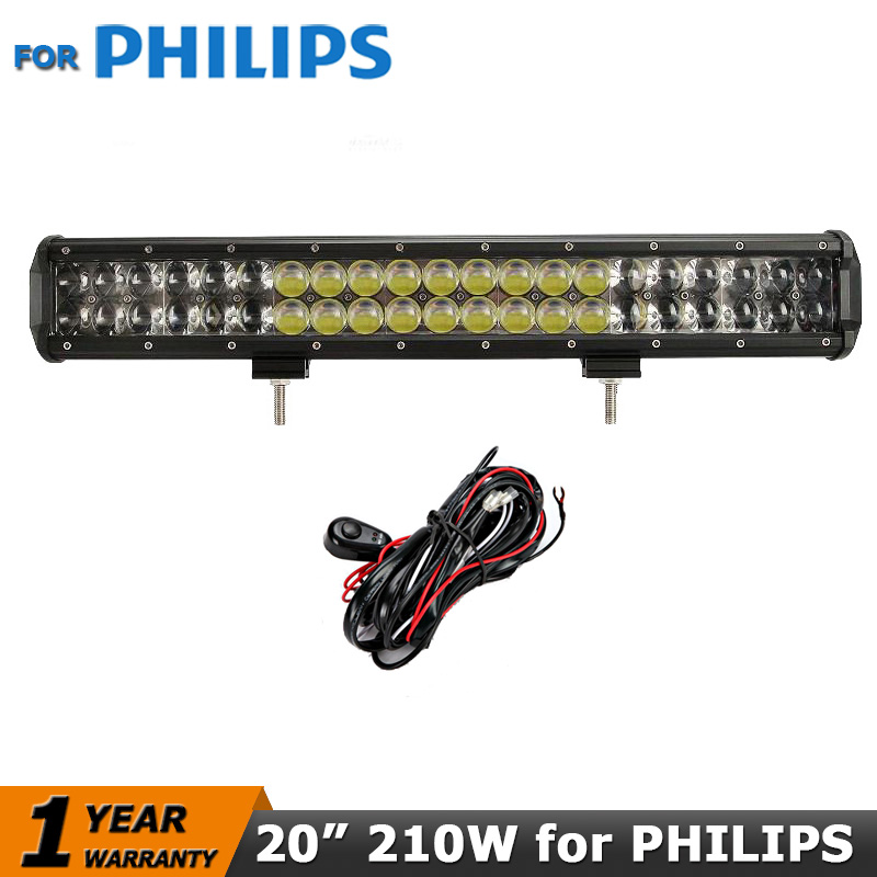 20 inch 210W for PHILIPS LED Light Bar Offroad Led Work Light 4x4 Combo Led Driving Lamp for 12V 24V Truck SUV Pickup ATV 4WD