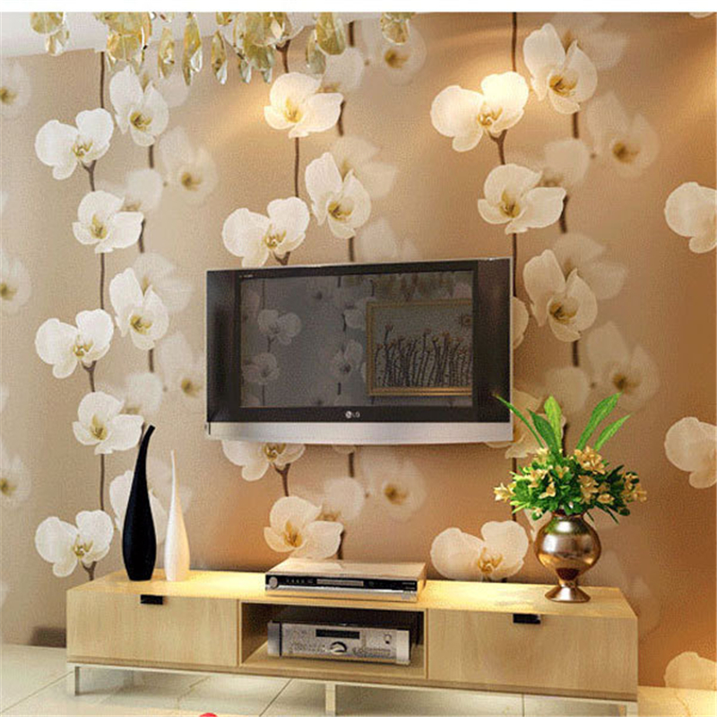 papel parede- papel mural Arrival Korean Big Flower Mural Wallpaper 3D Vinyl Floral Wall Paper Pastoral Papel Parede Home Decora