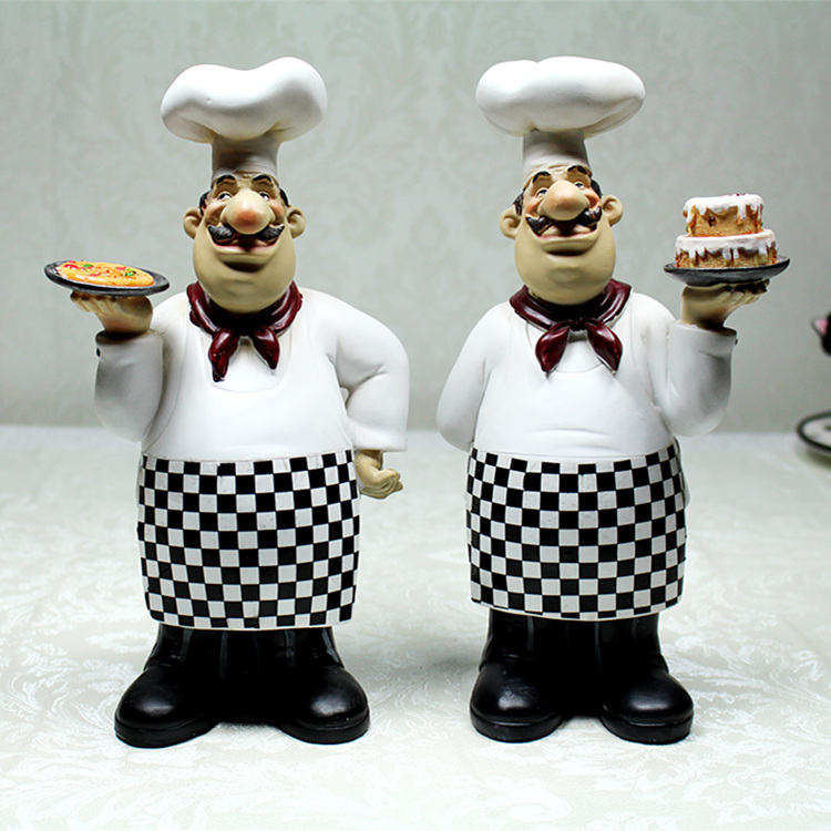 Adornos de cocina europeos resina creativa chef estatua restaurante bar