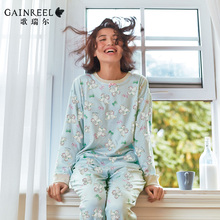 Song Riel spring and autumn cartoon cotton long-sleeved cotton pajamas XL tracksuit and so on love dream