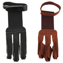 Archery Protect Glove 3 Fingers Pull Bow arrow Leather Shooting Gloves free shipping