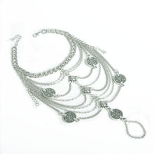 New Hot Fashion Punk Metal Coin Pendant Tassels Anklet Metals Multilayer Chain Anklets Knuckles Mittens Jewelry Accessories