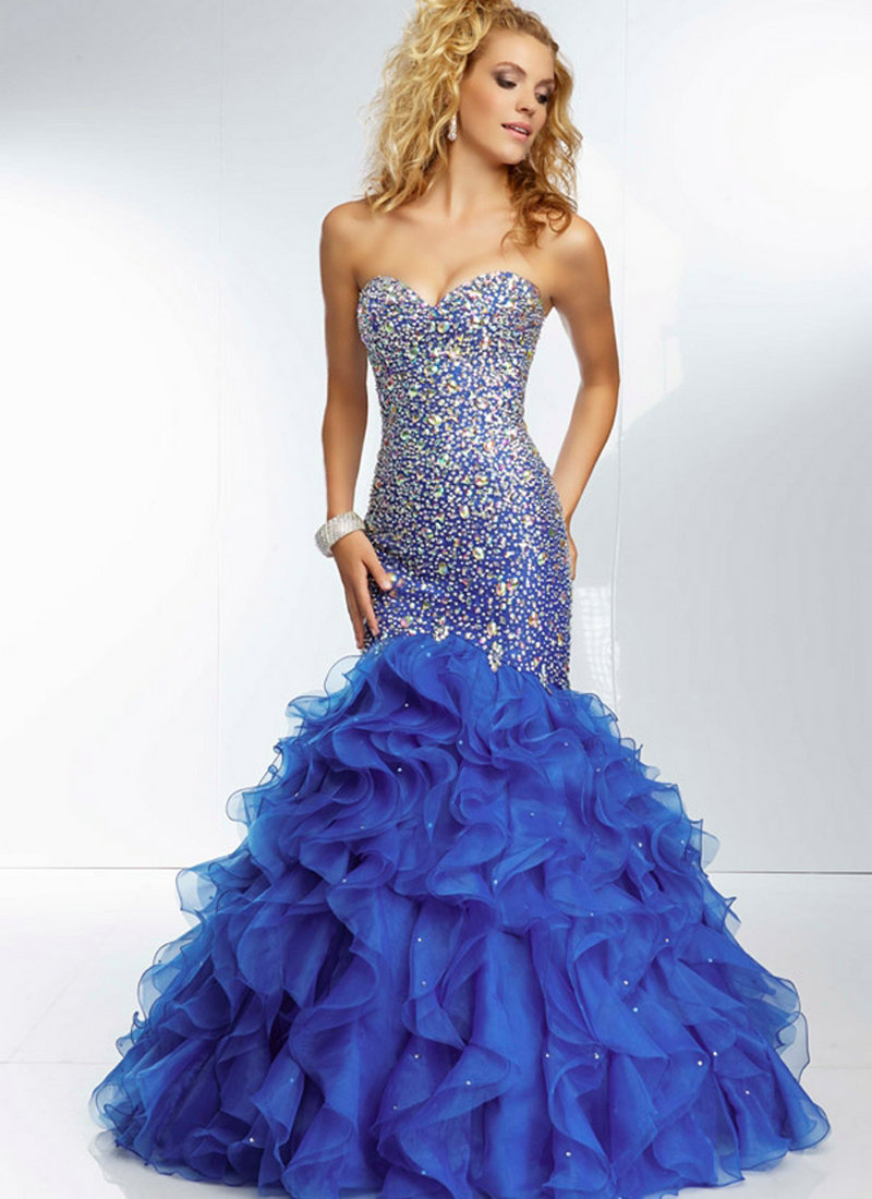 ... Sparkly Stones Royal Blue Mermaid Prom Dress 2015 Crystals Party Gown