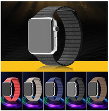 100% cuero genuino lazo para Apple reloj acolchado Venezia cuero con ajustable cierre magnético lazo para Apple venda de reloj