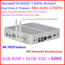 New High Grade Powerful Mini Itx PC Intel NUC Mini Computer Core i5 CPU 4G RAM 64G SSD+500G HDD Built-in wifi 4K ultra HD