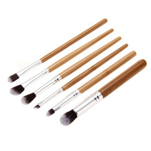 Professional 6 Pieces Bamboo Handle Eye Brushes Makeup Flat Brushes Cosmetics Professional Makeup Brush Set Hairbrush