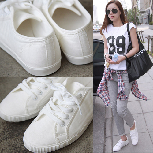 Free shipping In the spring and autumn with white shoe flat shoes low help shoes white