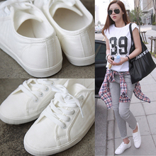 Free shipping In the spring and autumn with white shoe flat shoes low help shoes white