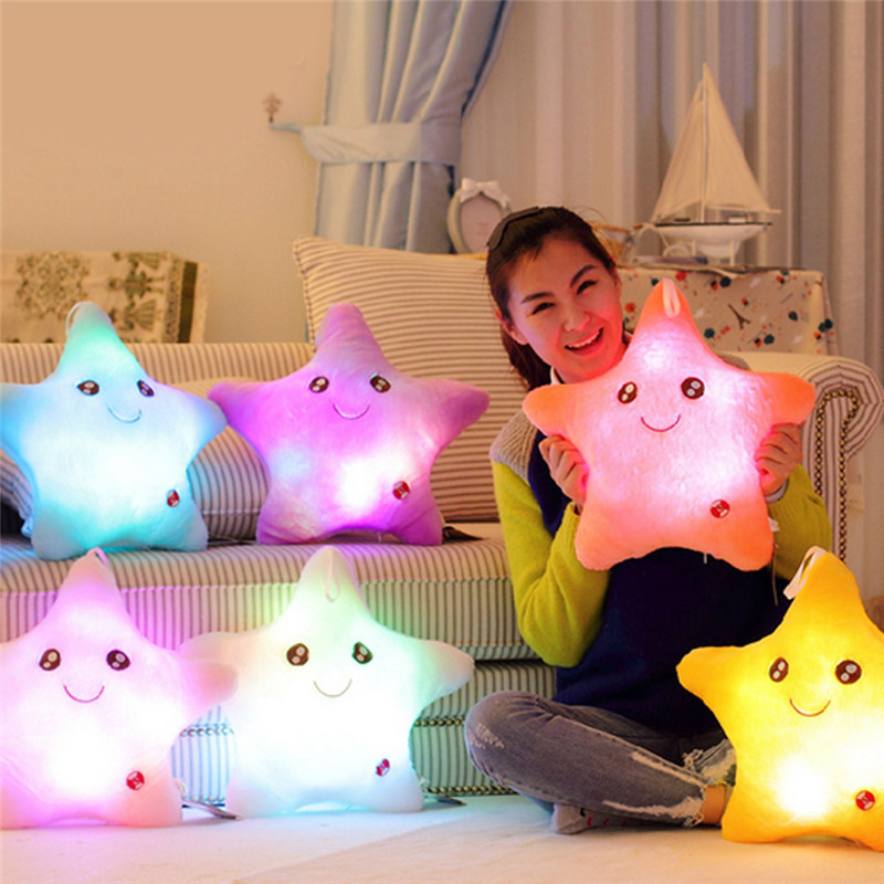 Hot Sale Colorful Smile Star Flashing Pillow Glow LED Luminous Light Pillows Cushion Soft Relax Best Gift 5 Colors Free Ship