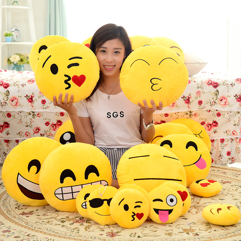 1 шт прекрасный 20 стилей мягкие Emoji смайлик смайлик желтый круглый декоративная подушка мягкая плюшевые игрушки
