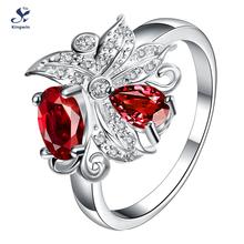 R070-C 925 new fashion women finger ring synthetic ruby and lab diamond rhodium plated free shipping