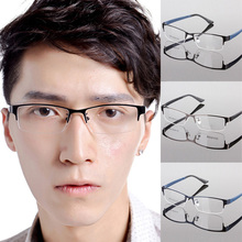 Wholesale FreeShipping Wholesales Durable Mens Eyewear Metal Frame Half Rim Designer Clear Lens Eye Glasses Frame