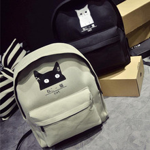 In 2016, the new backpack backpack Institute of wind travel bags of casual canvas bag of women’s fashion black white