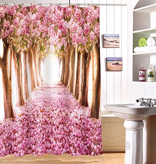 vrupi Tende Doccia Fiori Damasco Design Pattern Fiori Retro Illustrazione Vintage Stampa 71x71 Pollici Tessuto Impermeabile Poliestere 12 Ganci plastica la Decorazione dellappartamento