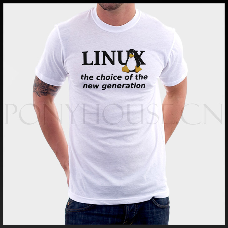 リトル ペンギン linux tシャツ綿ライクラトップ(China (Mainland))