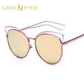 Brand Designer Vintage Sunglasses Women Cat Eye Miror Round Frame Shades Sideral Hollow Temple UV400 Sun