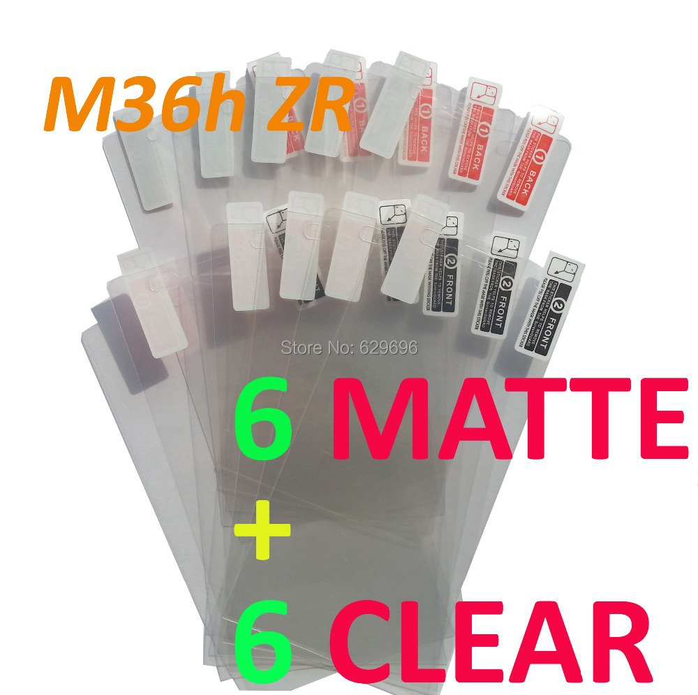 6pcs Clear 6pcs Matte protective film anti glare phone bags cases screen protector For SONY M36h