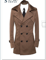 Brown Mens trench coats belt slim casual casaco masculino trench coat men male overcoat fashion jaqueta