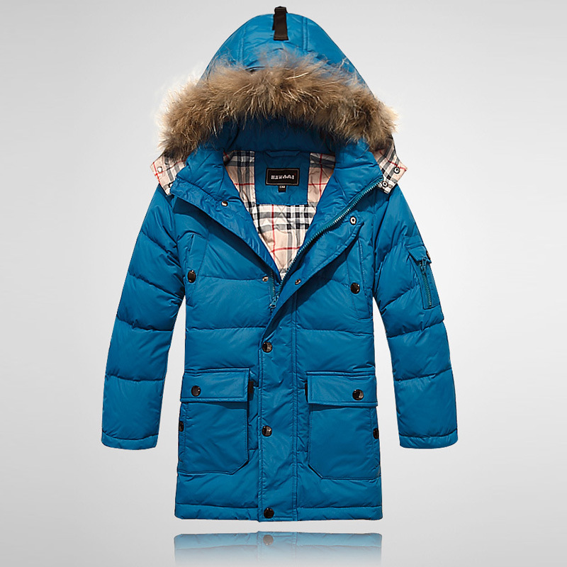 2014 child factory wholesale thick down jacket and long sections of high velvet jacket boys warm coat Children