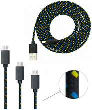 3 Meter 10 Feet Ruggedized Fabric Braided USB Male to Micro USB Male Data Sync Charging