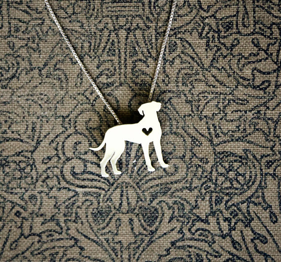 Catahoula Leopard necklace, sterling silver hand cut pendant with heart, tiny dog breed jewelry