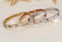 Hot Sale! Brand Luxury Women/Lover Bangle 18K Gold/Silver/Rose plated Titanium Stainless Steel pulseiras carter bracelet