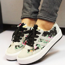 Women canvas shoes women 2016 hot fashion printed casual shoes