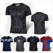 Free shipping 2015 t-shirt Superman/Batman/spider man/captain America /Hulk/Iron Man / t shirt men fitness shirts men t shirts