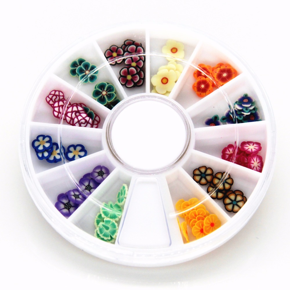 New Arrive 3D Polymer Clay Flower Wheel Nail Art Decoration Diy Design