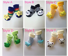 12 pairs lot Baby Socks Newborn With Animal Baby Boy Outdoor Shoes Baby Girl Anti slip