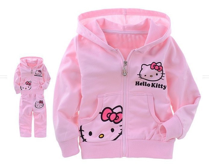 Girls Baby Suit Children s clothing set pink suit kids suit Hello Kitty suit KT cartoon