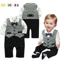 2014 Baby Romper New Baby boys set Romper Gentleman modelling infant long sleeve climb clothes kids body suit