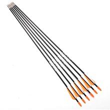 6pcs lot Fiberglass Arrow with Orange Plastic Feather for Recurve Bow Long Bow Arrow Hunting and